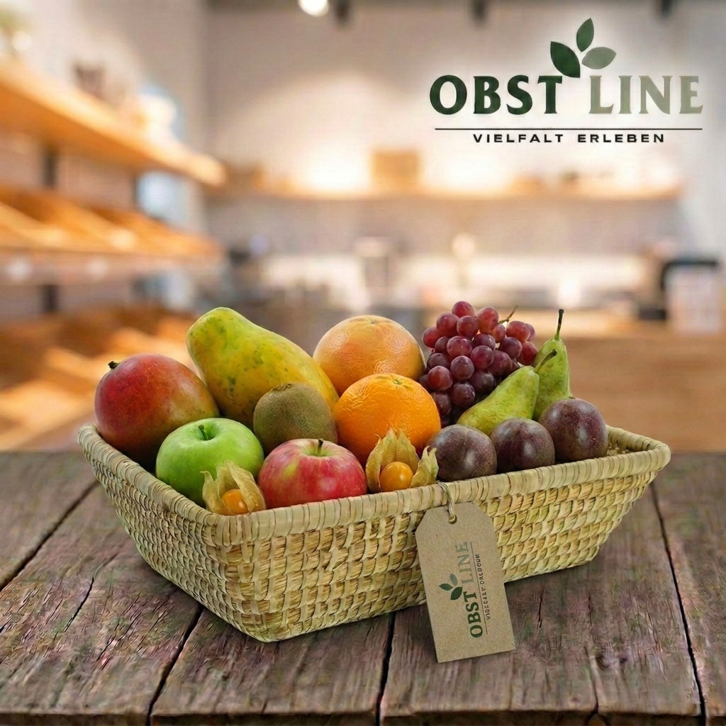 Obstkorb Tropenparadies Detailansicht Passionsfrucht und Mango