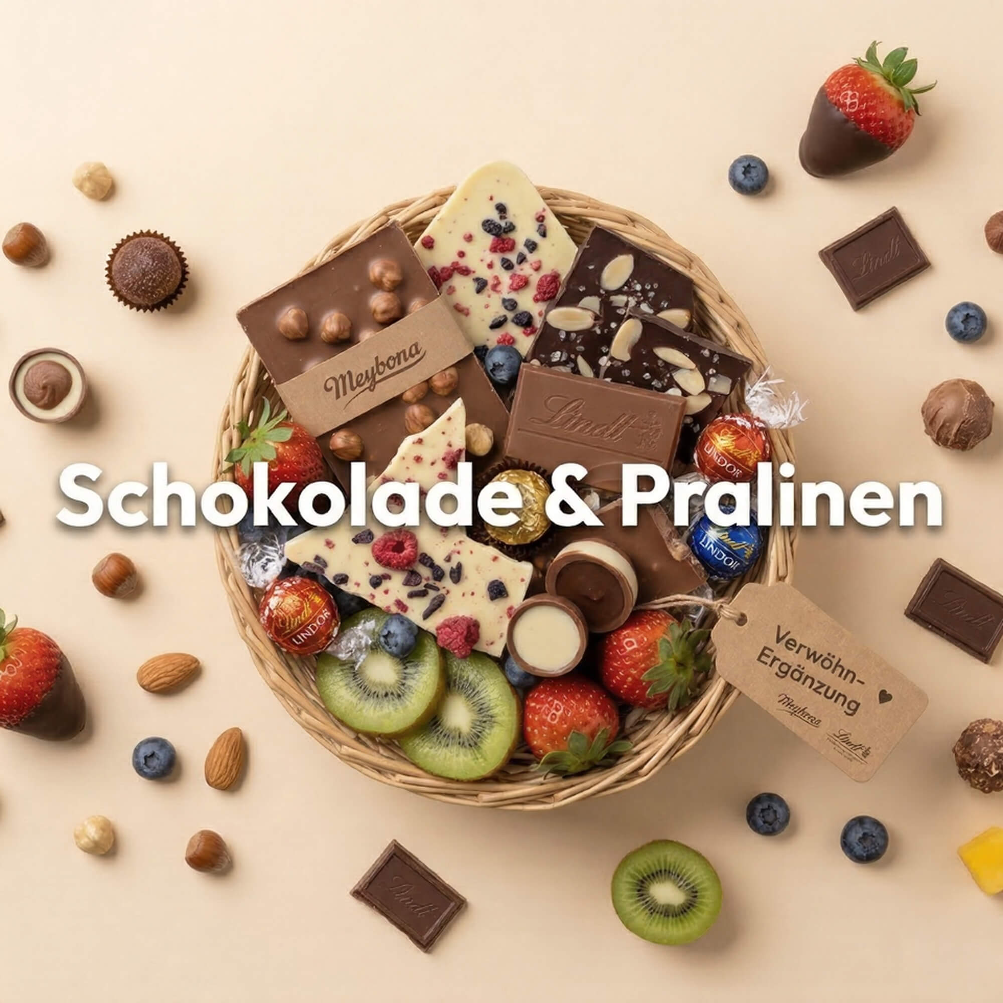 Schokolade und Pralinen als süße Ergänzungen zu unseren Obst-Geschenkkörben