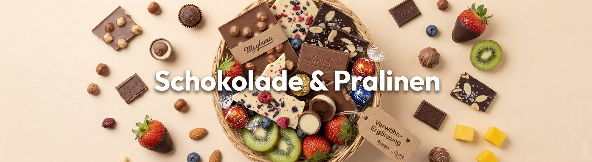 Schokolade und Pralinen als süße Ergänzungen zu unseren Obst-Geschenkkörben
