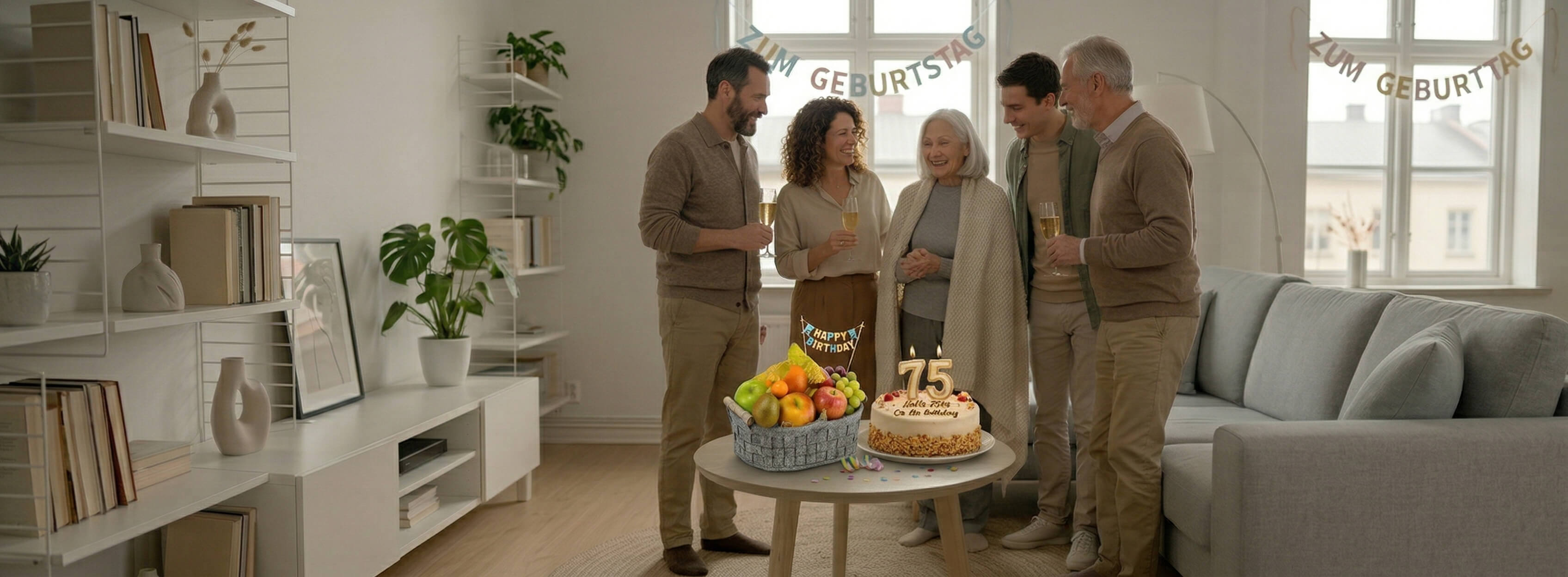 Ein Geschenkkorb mit frischem OIbst ist ein idealesGeschenk zum Geburtstag