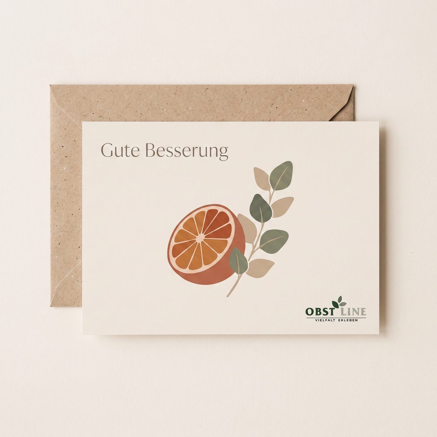 Grußkarte Orange-Eukalyptus Gute Besserung