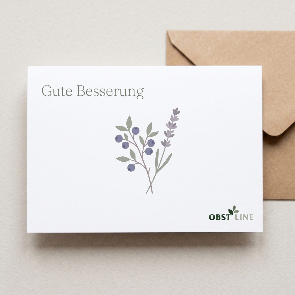 Grußkarte Heidelbeere-Lavendel Gute Besserung